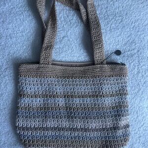 The Sak Tan and Gray Crochet Tote Bag
